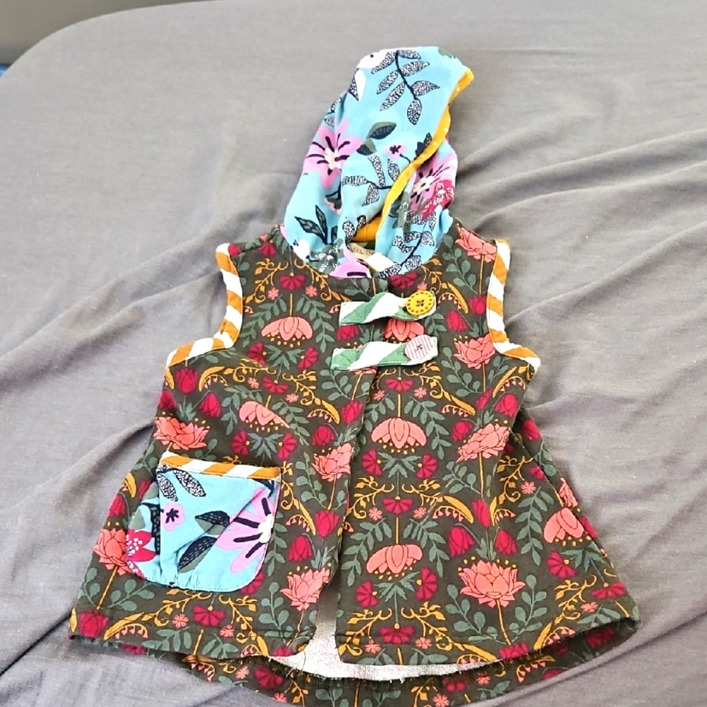 Size 2 Matilda Jane Floral Hooded Vest - Pink,‎ Blue, Green